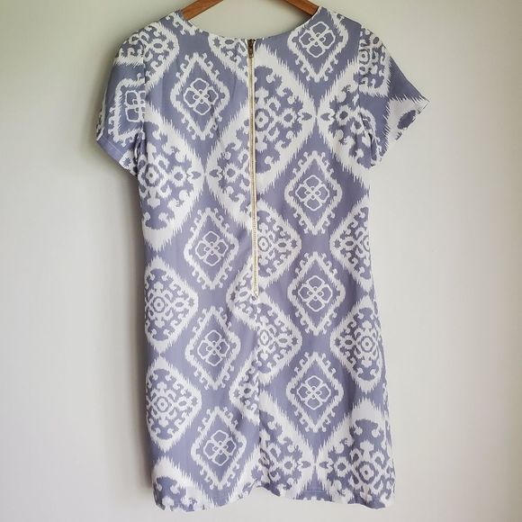 Lulu's Give Me a Print Slate Grey Print Shift Dress Size Small - Picture 3 of 7